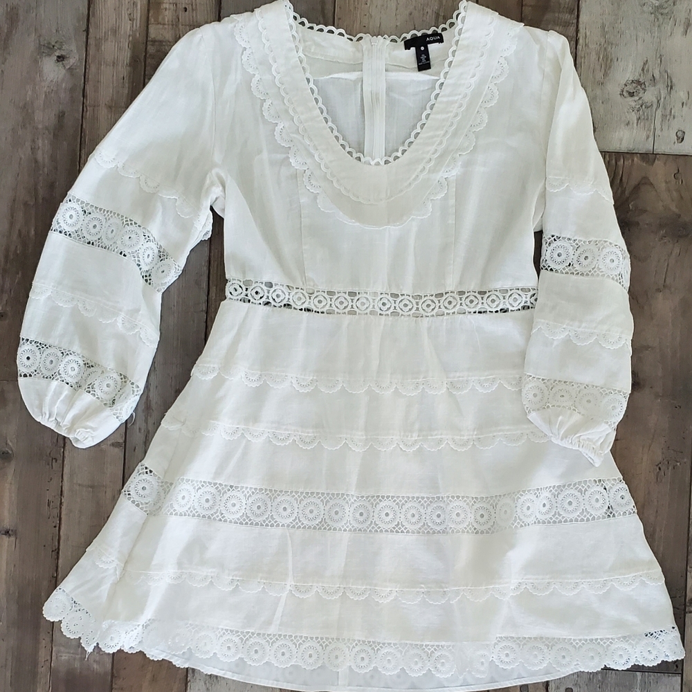 Aqua linen dress size L